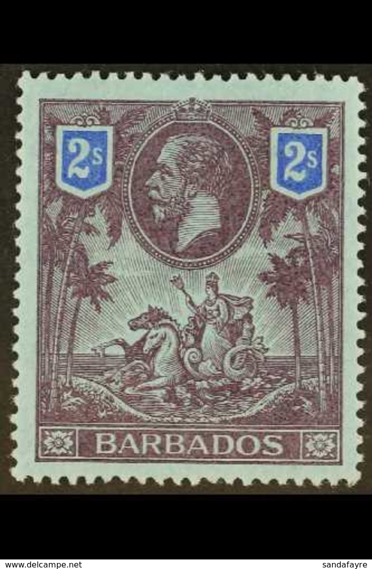 1912-26  2s Purple & Blue On Blue, Wmk Mult. Crown CA, SG 179, Very Fine Mint. For More Images, Please Visit Http://www. - Barbados (...-1966)