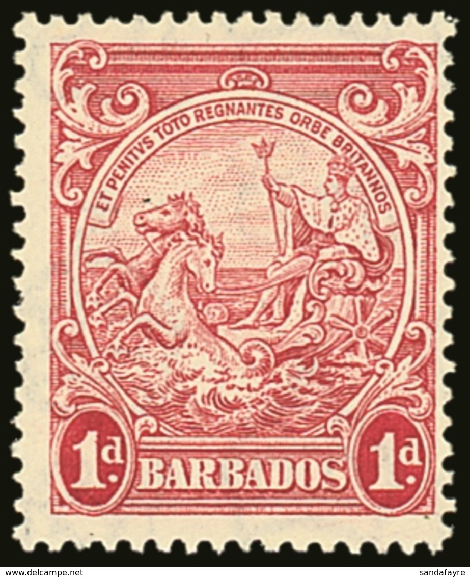 1938  1d Scarlet, Badge Of The Colony, Perf 13½ X 13, SG 249, Fresh Mint. Scarce Stamp. For More Images, Please Visit Ht - Barbados (...-1966)