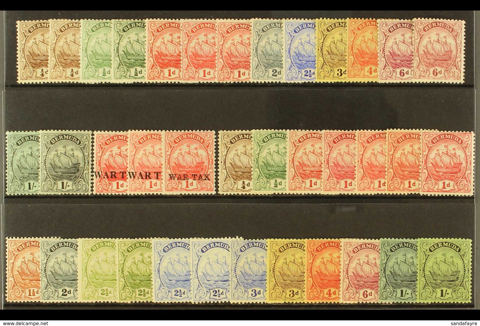 1910-1934 "SHIP" DEFINITIVE SELECTION.  An ALL DIFFERENT, Fine Mint Collection Of The "Ship" Definitive Issues That Incl - Bermuda