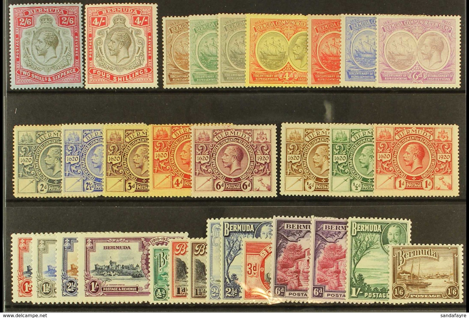 1918-1936 KGV MINT SELECTION  Presented On A Stock Card That Includes 1918-22 Key Plate 2s6d & 4s, 1920-21 Tercentenary  - Bermuda