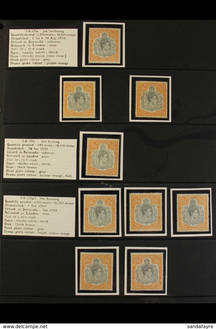 1938-53 12s6d KGVI KEY PLATE COLLECTION CAT £2500  ATTRACTIVE MINT & NEVER HINGED MINT SPECIALIZED COLLECTION On Stock P - Bermuda