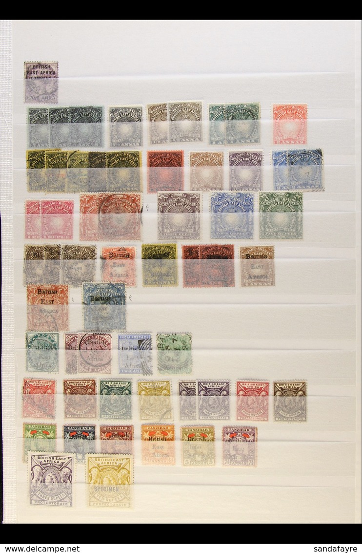 1890's ASSEMBLY  Of Mint & Used Stamps On An Old Stock Page, Inc 1890 1d Opt Used, 1890-95 To 5r Mint, 1895 Opts To 3a U - Britisch-Ostafrika