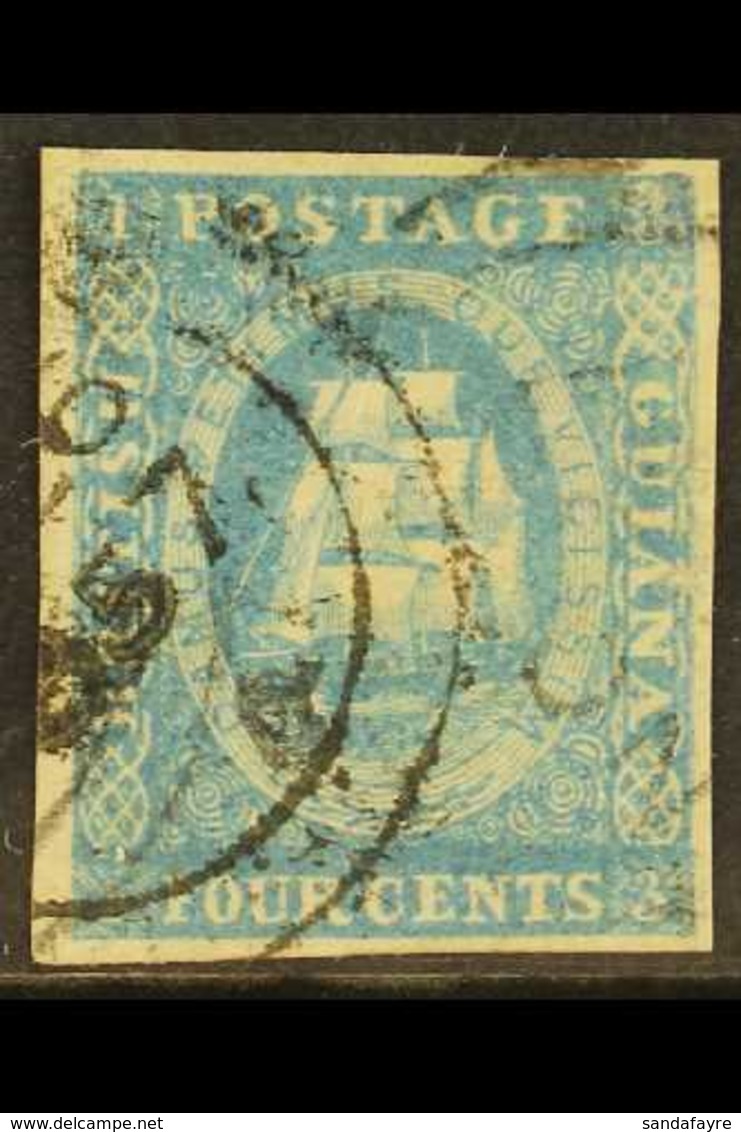 1853-55  4c Pale Blue, SG 20, Fine Used With 4 Margins & Part 1857 Cds. For More Images, Please Visit Http://www.sandafa - Britisch-Guayana (...-1966)