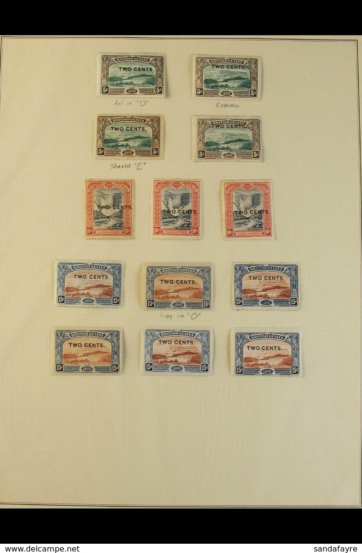 1899  Surcharges On Jubilee Issue Complete Set, SG 222/224, A Mint Display On An Album Pages With Additional Varieties 2 - Britisch-Guayana (...-1966)