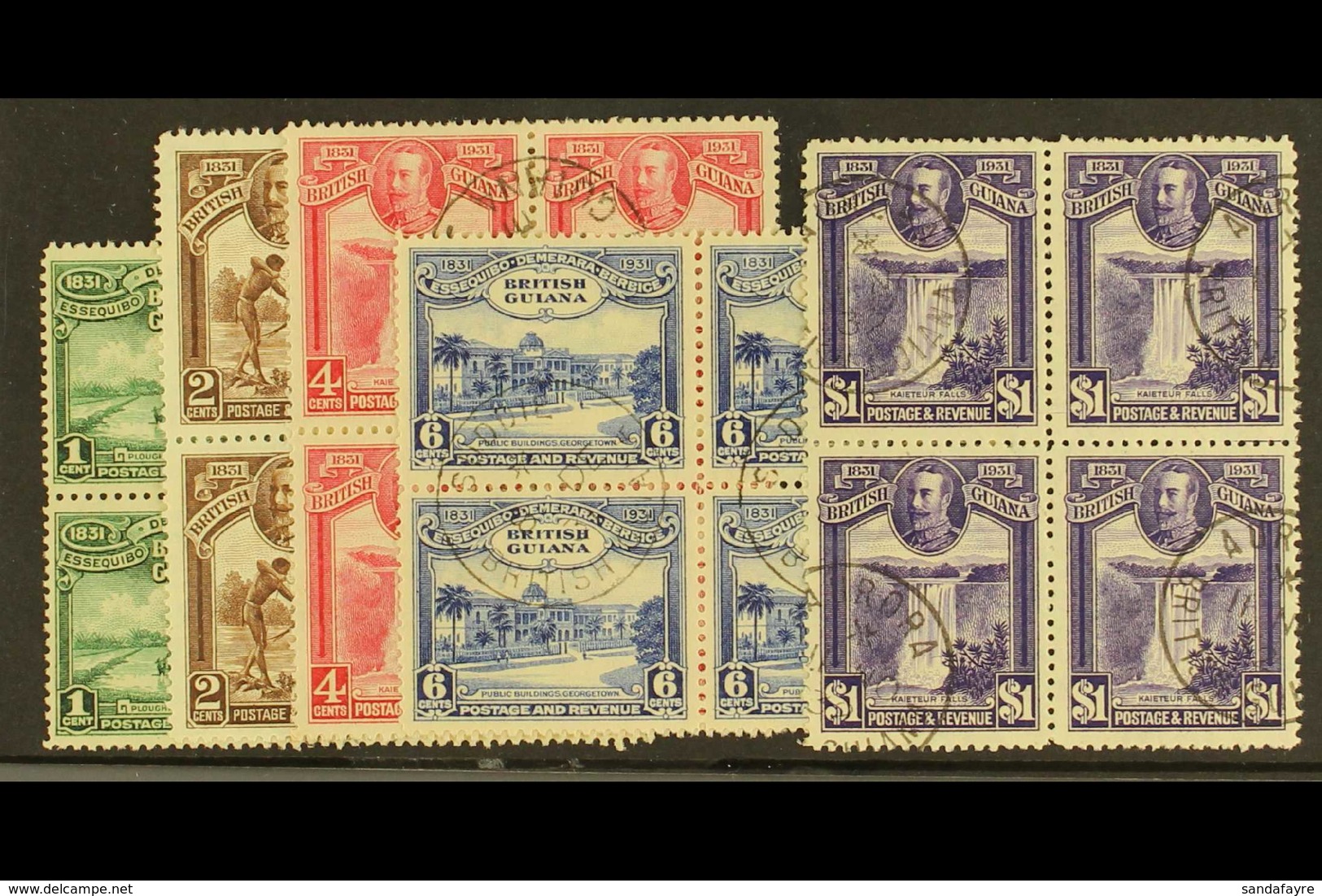 1931  Centenary Set, SG 283/287, In Fine Cds Used Blocks Of Four. (20 Stamps) For More Images, Please Visit Http://www.s - Britisch-Guayana (...-1966)