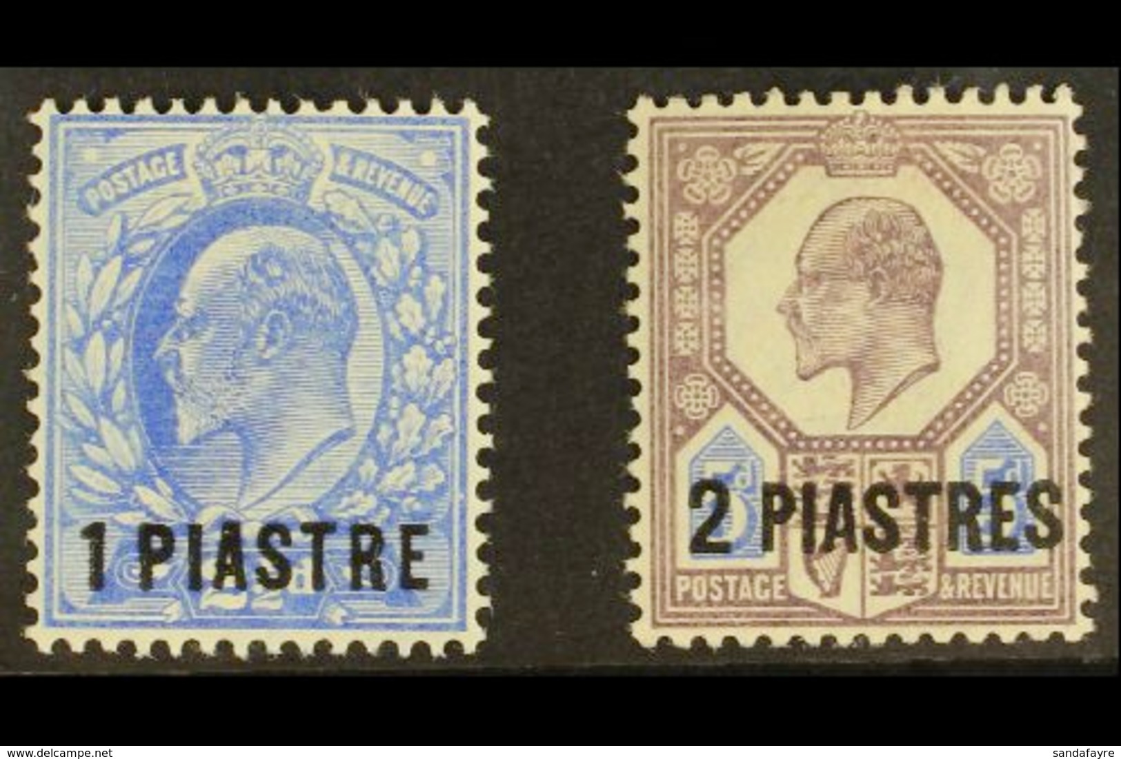 1905 - 08  1pi On 2½d Ultra And 2pi On 5d Dull Purple And Ultra, SG 13/14, Very Fine Mint. (2 Stamps) For More Images, P - Britisch-Levant