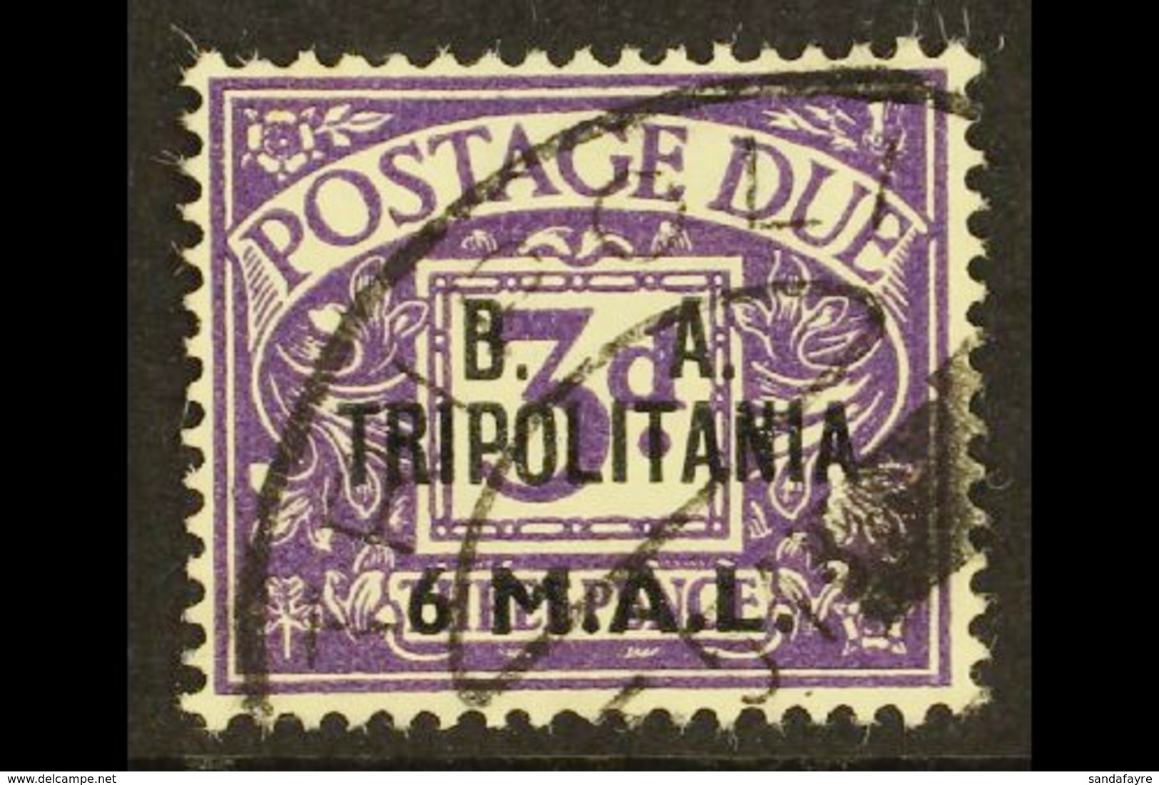TRIPOLITANIA  POSTAGE DUE 1950 6l On 3d Violet, "B. A. TRIPOLITANIA" Ovpt, SG TD9, Good To Fine Used. For More Images, P - Italienisch Ost-Afrika