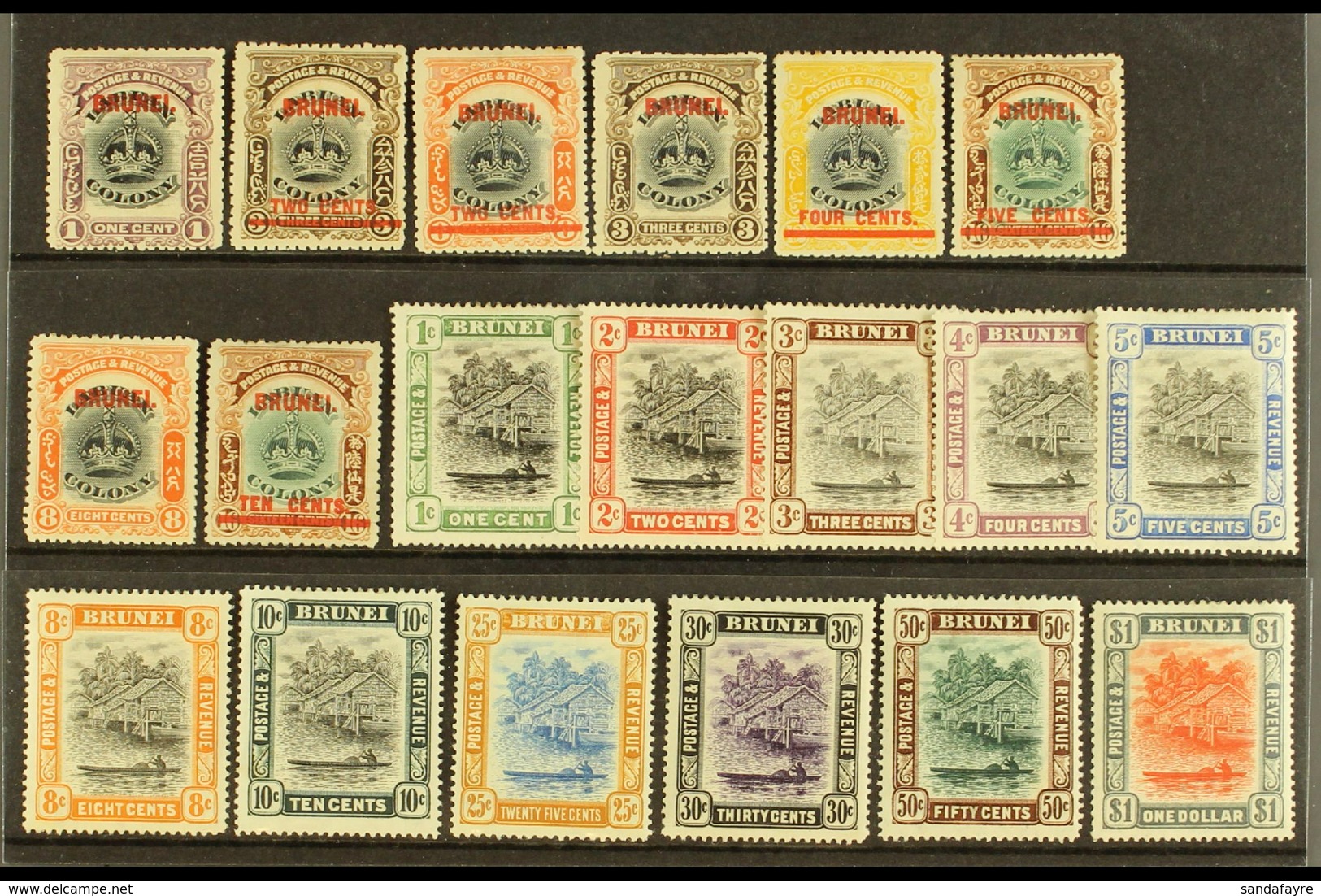 1906-10 MINT COLLECTION  Presented On A Stock Card. Includes 1906 Opt'd Set To 10c On 16c & 1907-10 Complete Set.  Attra - Brunei (...-1984)