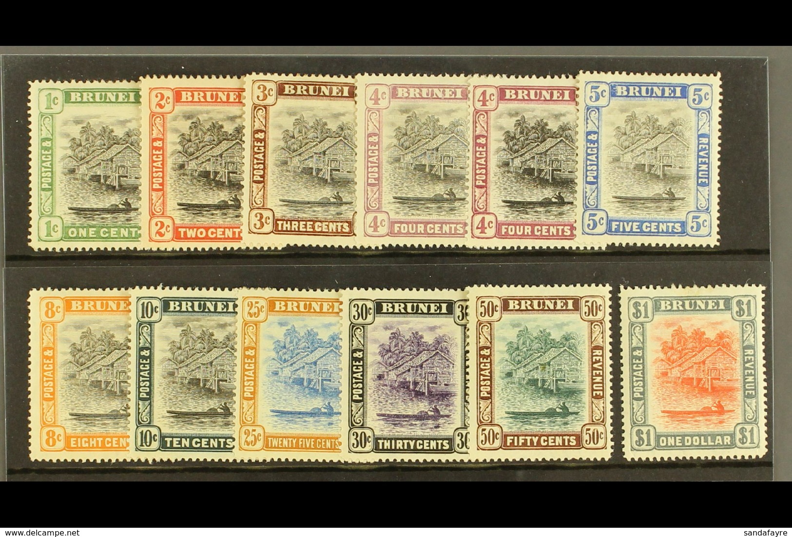 1907-10  Hut Set SG 23/33, Plus 4c Reddish Purple Shade SG 26a (with Light Gum Bend), Mostly Fresh Mint. (12 Stamps) For - Brunei (...-1984)
