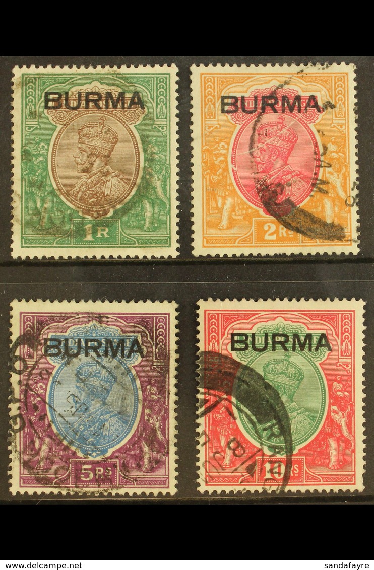 1937  1r - 10r Complete With Burma Ovpts, SG 13/16, Good To Fine Used With Some Minor Faults. Cat £168. (4 Stamps) For M - Burma (...-1947)