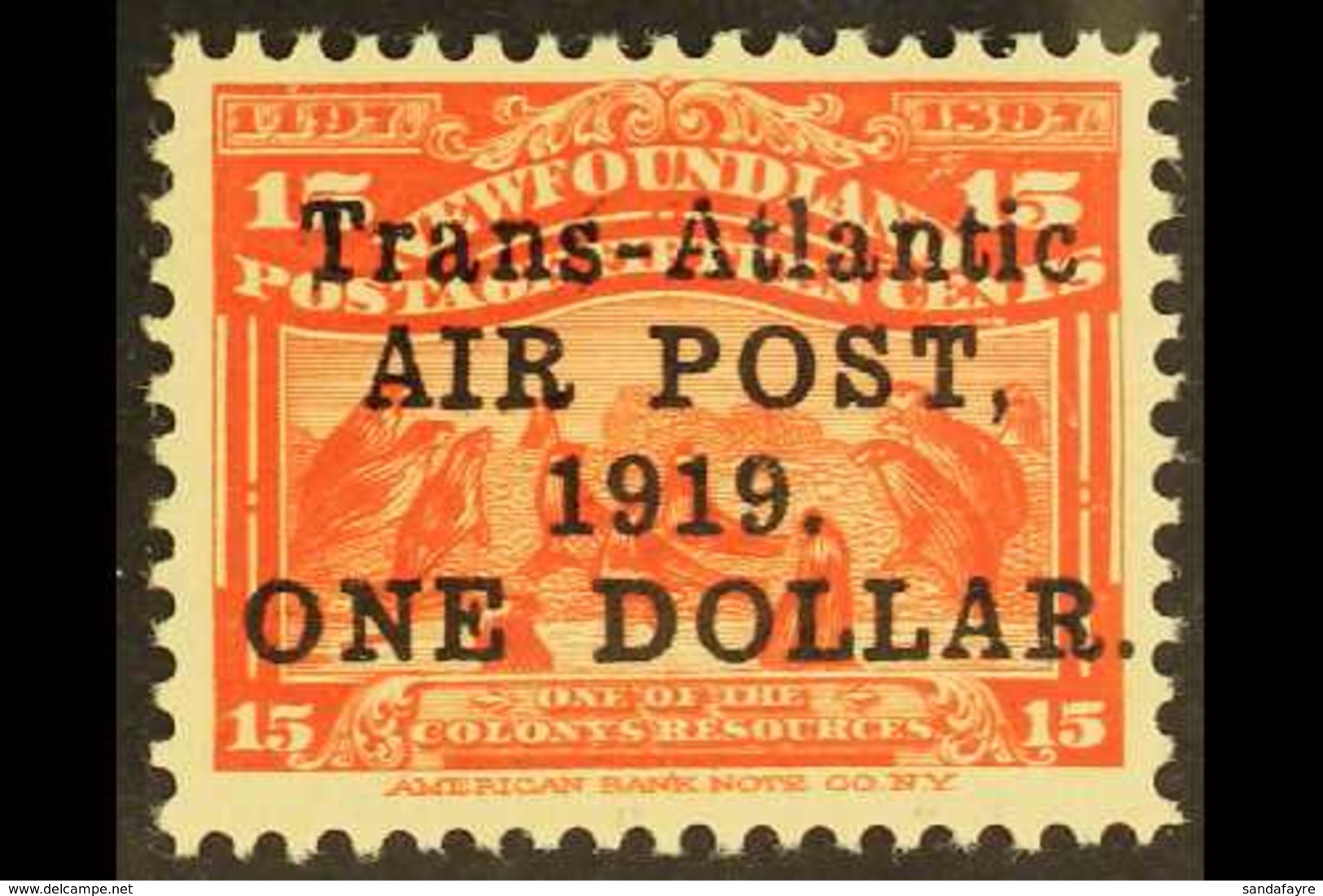 1919  $1 On 15c Bright Scarlet Trans Atlantic Air Post, SG 143, Very Fine And Fresh Mint. For More Images, Please Visit  - Sonstige & Ohne Zuordnung