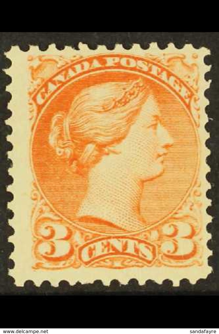 1873  3c Orange Red, Perf 11½x12, Montreal Printing, SG 96, Fine And Fresh Mint. For More Images, Please Visit Http://ww - Sonstige & Ohne Zuordnung