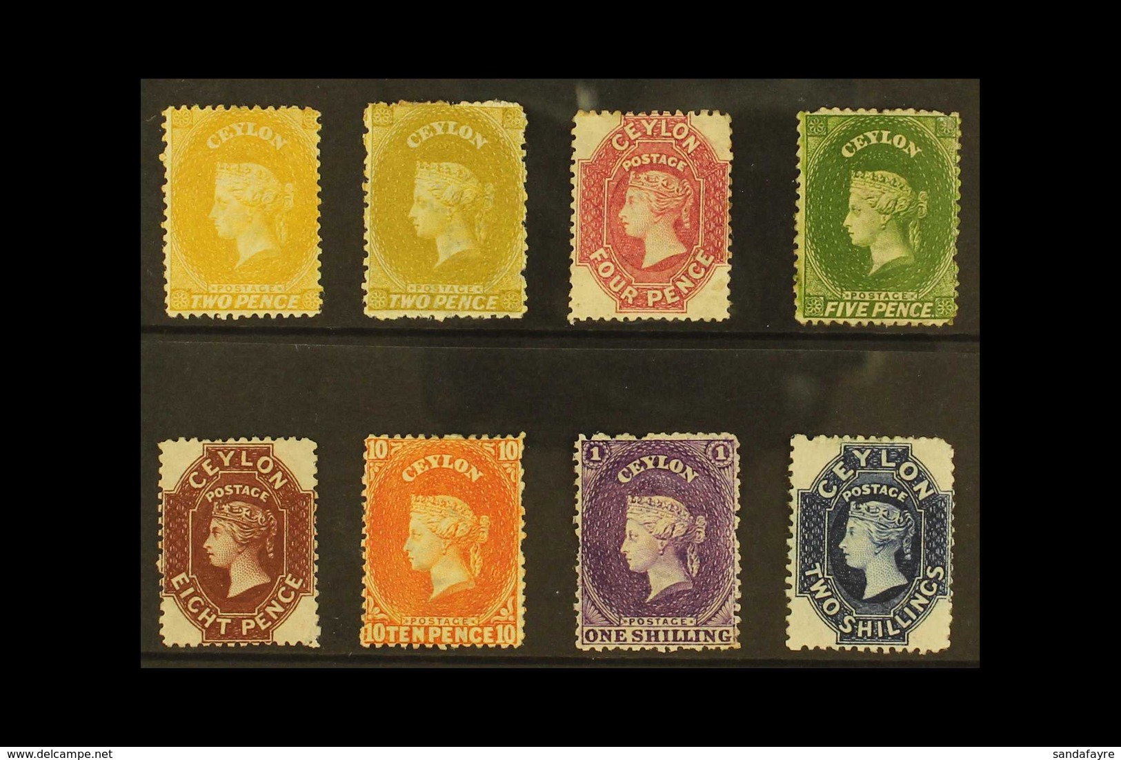 1867-70 ATTRACTIVE ALL DIFFERENT GROUP  Includes 2d Two Shades, 4d Rose-carmine, And 5d Bronze-green (these All Mint), 8 - Ceylon (...-1947)