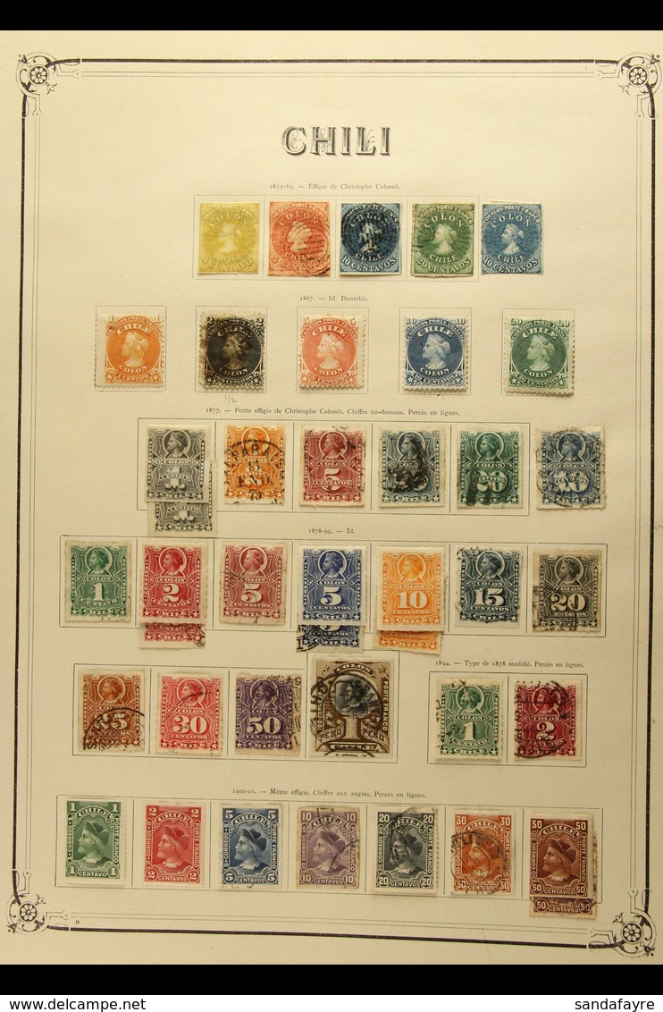 1853-1929 OLD TIME COLLECTION  Neatly Presented On Printed Pages. Mint & Used Ranges Offering Good Representation Of The - Chile