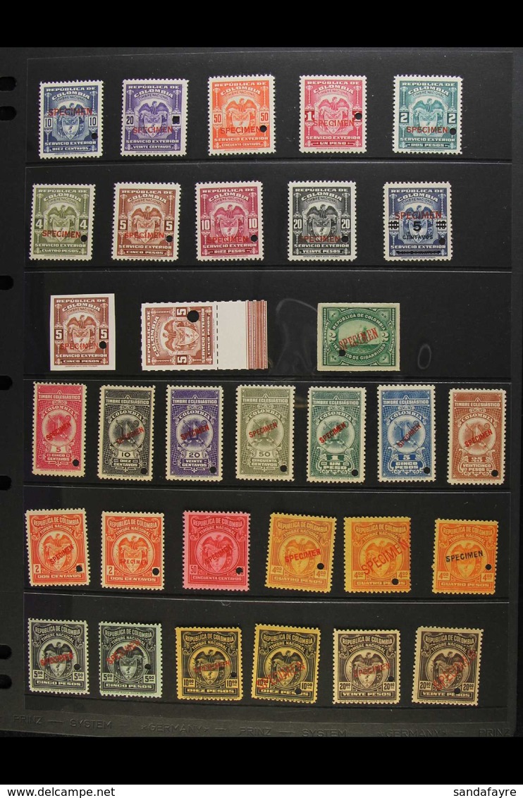 REVENUE STAMPS - SPECIMEN OVERPRINTS  1916-1960 Never Hinged Mint All Different Collection, Each Stamp Overprinted "SPEC - Kolumbien