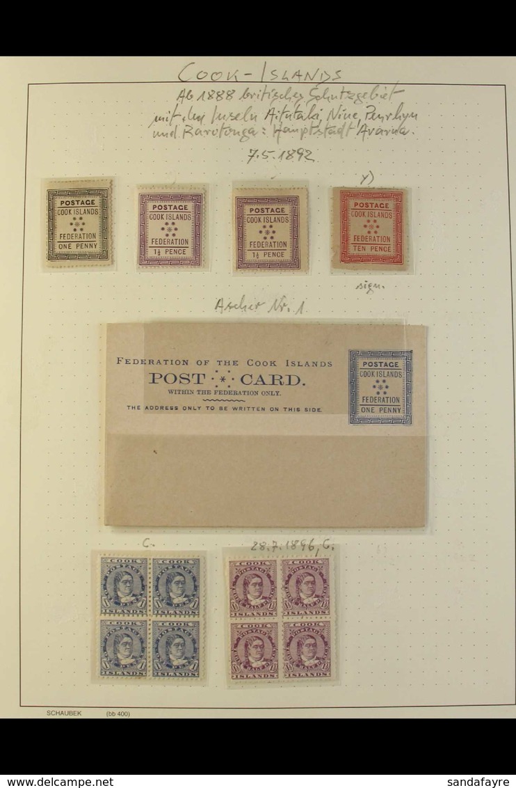 1892-1919 ATTRACTIVE MINT COLLECTION  On Album Pages. With 1892 "Federation" 1d, 1½d (2, White & Toned Paper) And 10d, P - Cookinseln