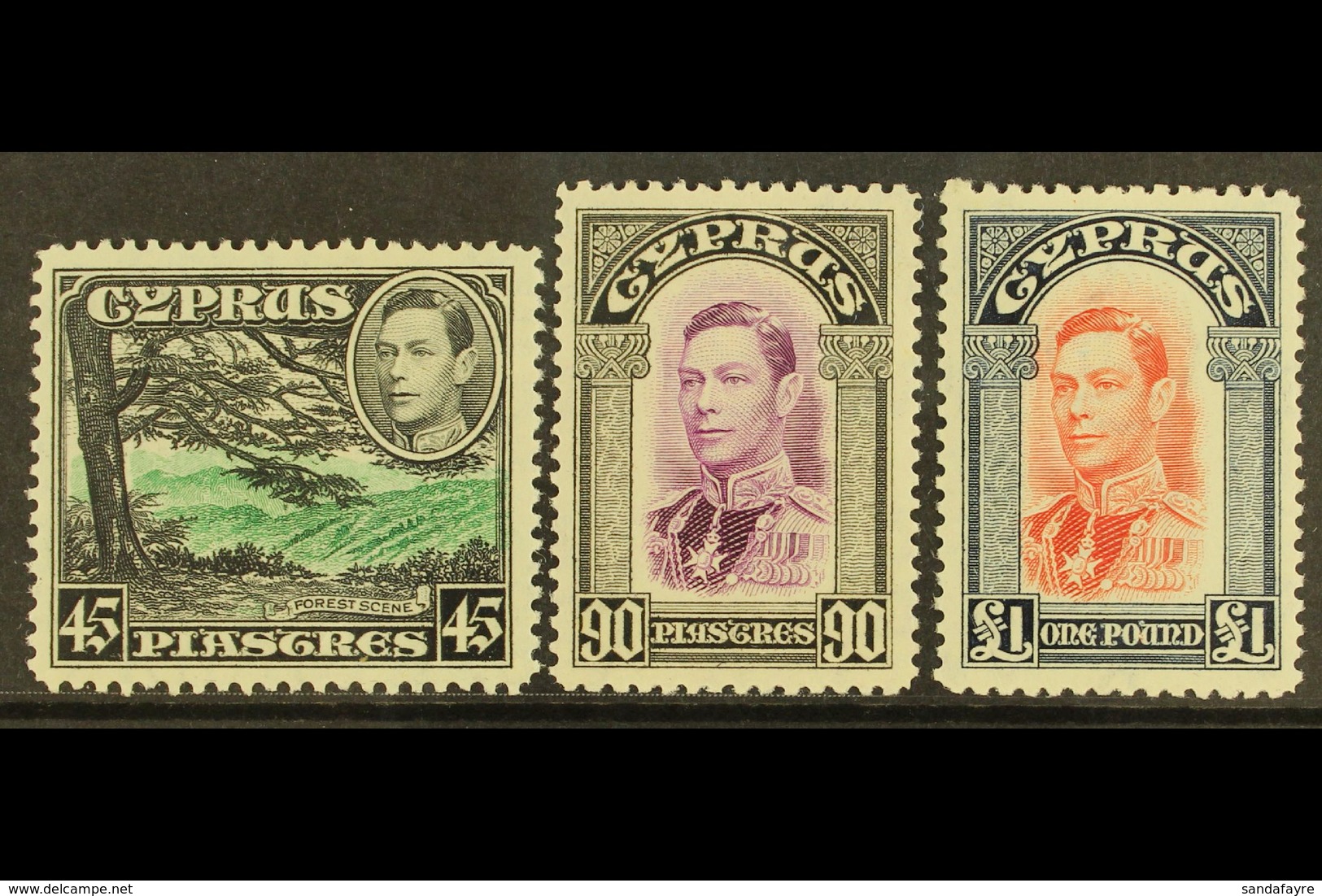 1938  KGVI Definitive Top Values, 45pi, 90pi And £1 (SG 161/63), Very Fine Never Hinged Mint. (3 Stamps) For More Images - Sonstige & Ohne Zuordnung