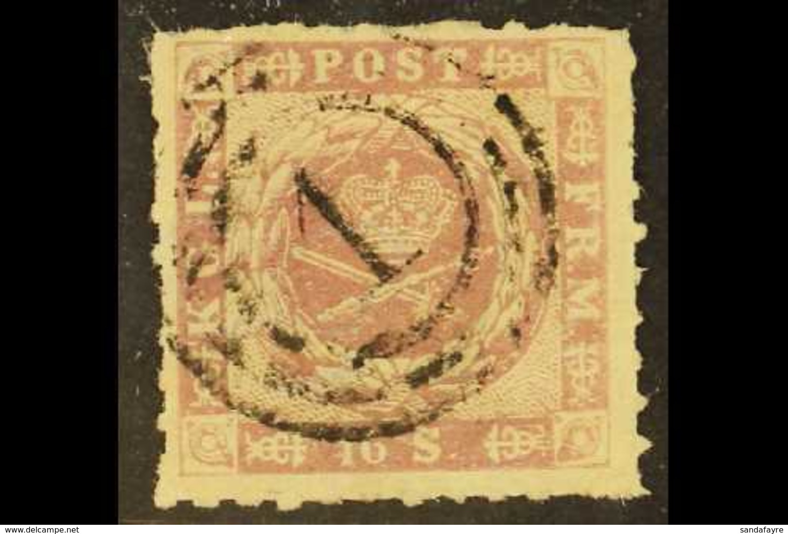 1863  16s Rosy Mauve, Rouletted 11, Mi 10, SG 21, Very Fine Used With "1" In Numeral Postmark. Nice Example! For More Im - Sonstige & Ohne Zuordnung