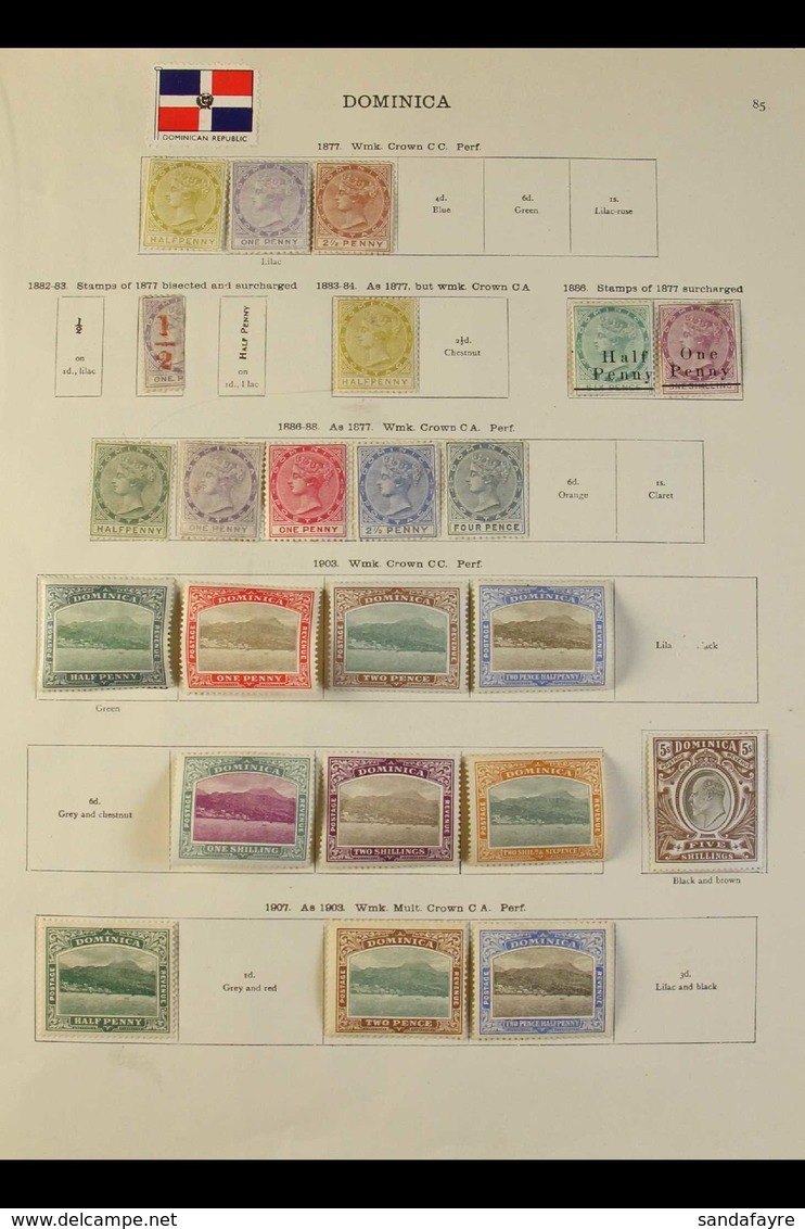 1877-1936 OLD TIME MINT COLLECTION  Presented On Printed "New Ideal" Album Pages. Includes QV Selection To 4d (CC Wmks A - Dominica (...-1978)