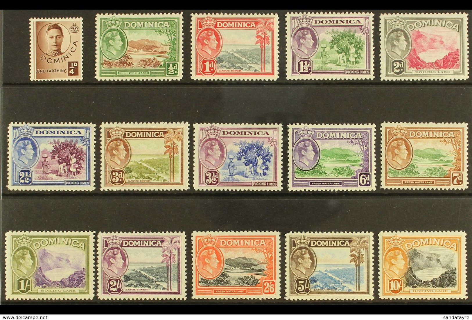 1938-47  Pictorial Definitive Set, SG 99/109a, Never Hinged Mint (15 Stamps) For More Images, Please Visit Http://www.sa - Dominica (...-1978)