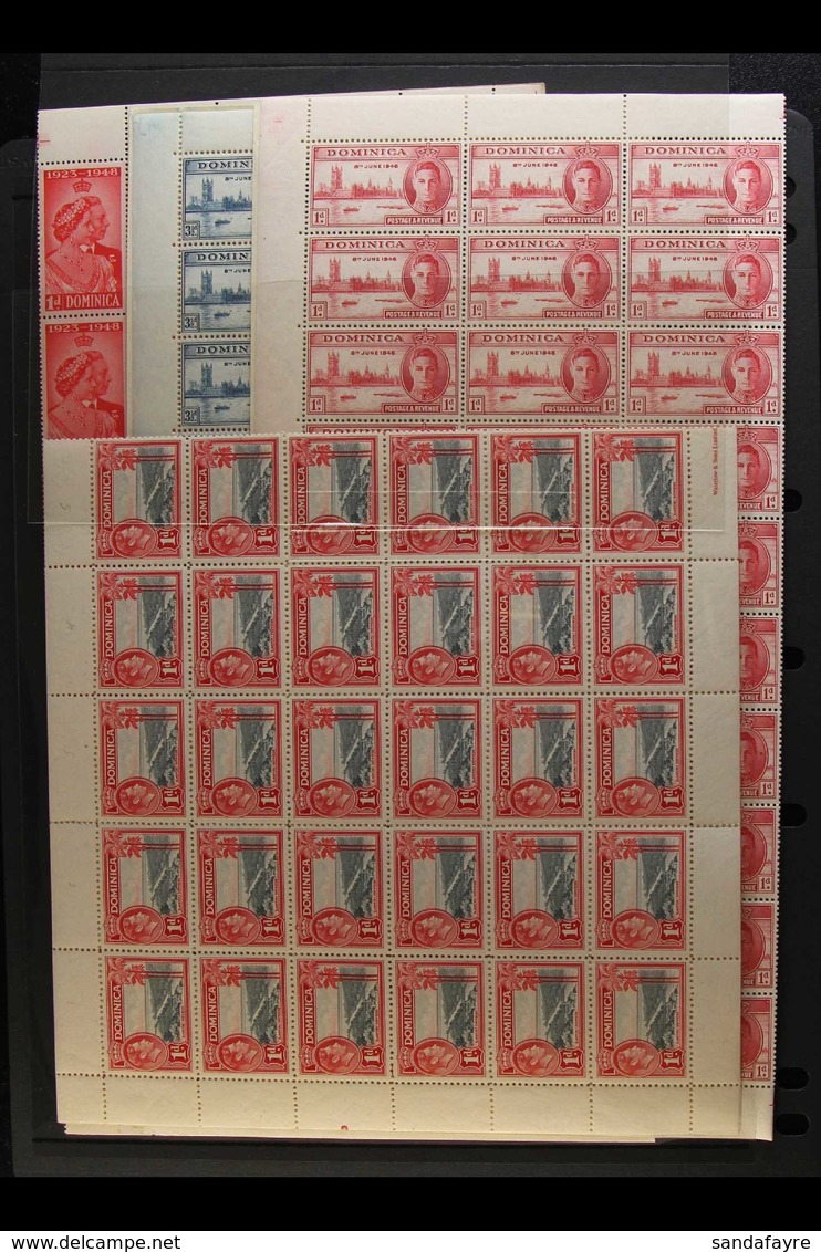 KING GEORGE VI COMPLETE SHEETS  Includes 1938-47 1d Grey And Scarlet (SG 100), 1946 Victory Set (SG 110/111) And 1948 Si - Dominica (...-1978)