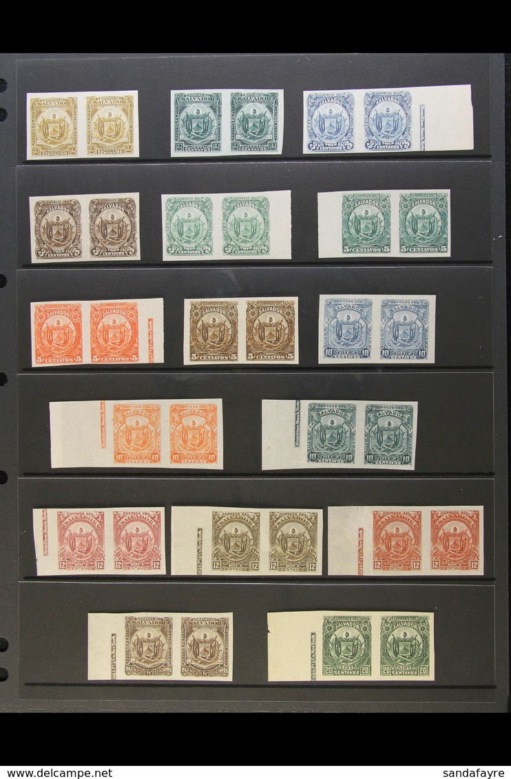 IMPERF PROOF PAIRS  For The 1895 "Coat Of Arms" Issue (Scott 117/28, SG 115/26) - An All Different Range On Ungummed Pap - El Salvador
