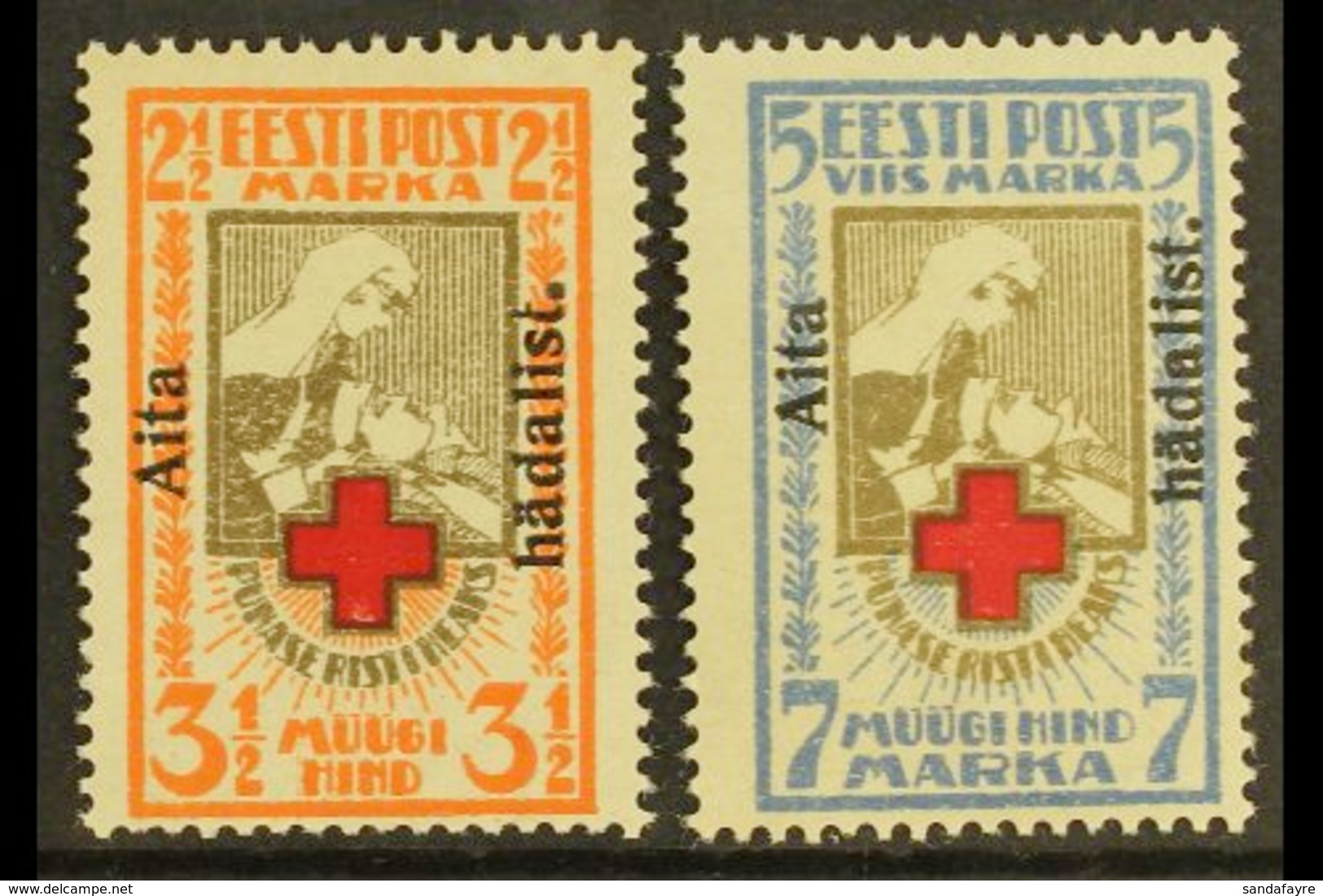 1923  "Aita Hadalist." Charity Overprints Complete Perf Set (Michel 46/47 A, SG 49B/50B), Fine Mint, 7m Expertized Zumst - Estland