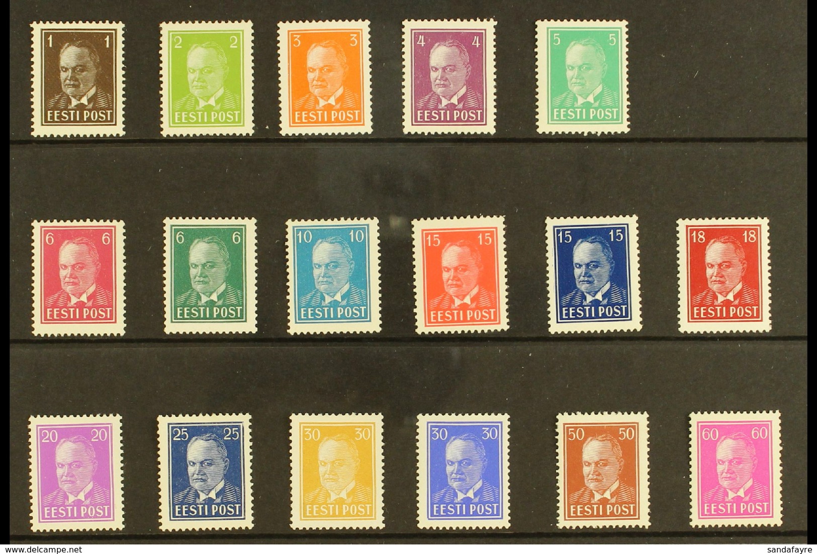 1936-40  PRESIDENT PATS Complete Mint Set, SG 112/125 (Mi 113/19, 124/6, 135/6, 146/7 & 156w/58), Lovely Condition And M - Estland