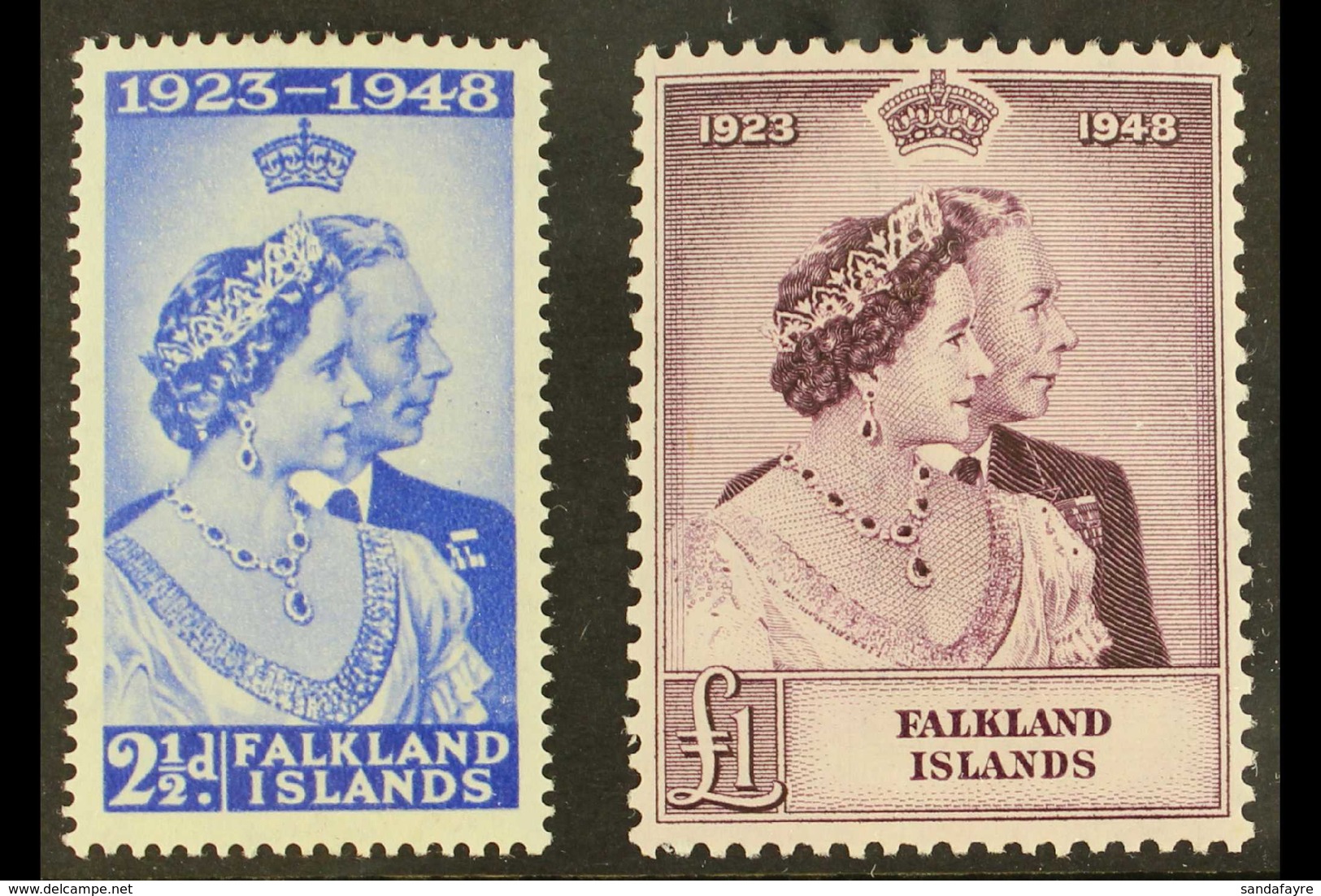1948  Royal Silver Wedding Set, SG 166/67, Very Fine Mint (2 Stamps) For More Images, Please Visit Http://www.sandafayre - Falklandinseln
