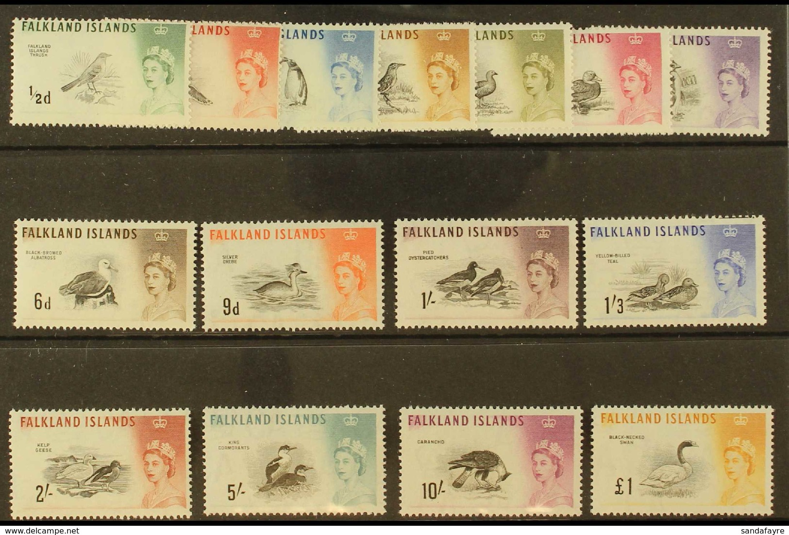 1960-66  Birds Definitives Sets SG 193/207, Mint Lightly Hinged (15 Stamps) For More Images, Please Visit Http://www.san - Falklandinseln