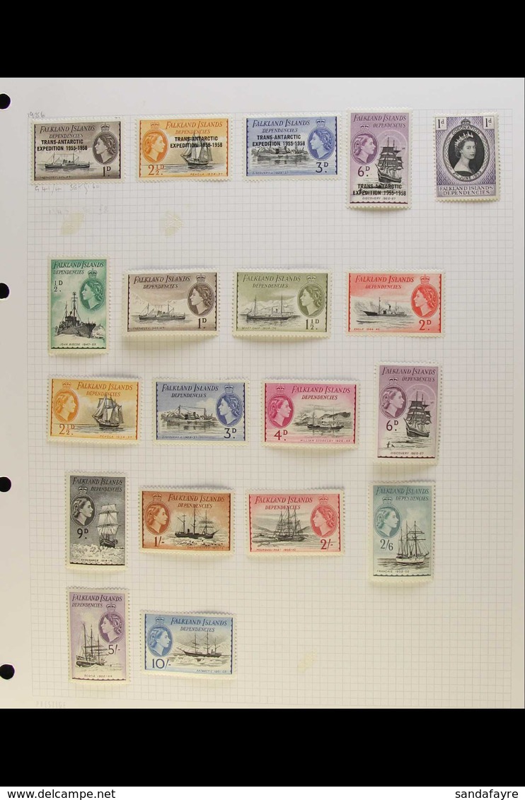 1953-1985 VERY FINE MINT COLLECTION  On Leaves, ALL DIFFERENT, Inc 1954-62 Set To 10s, South Georgia 1963-69 Set, 1971-7 - Falklandinseln