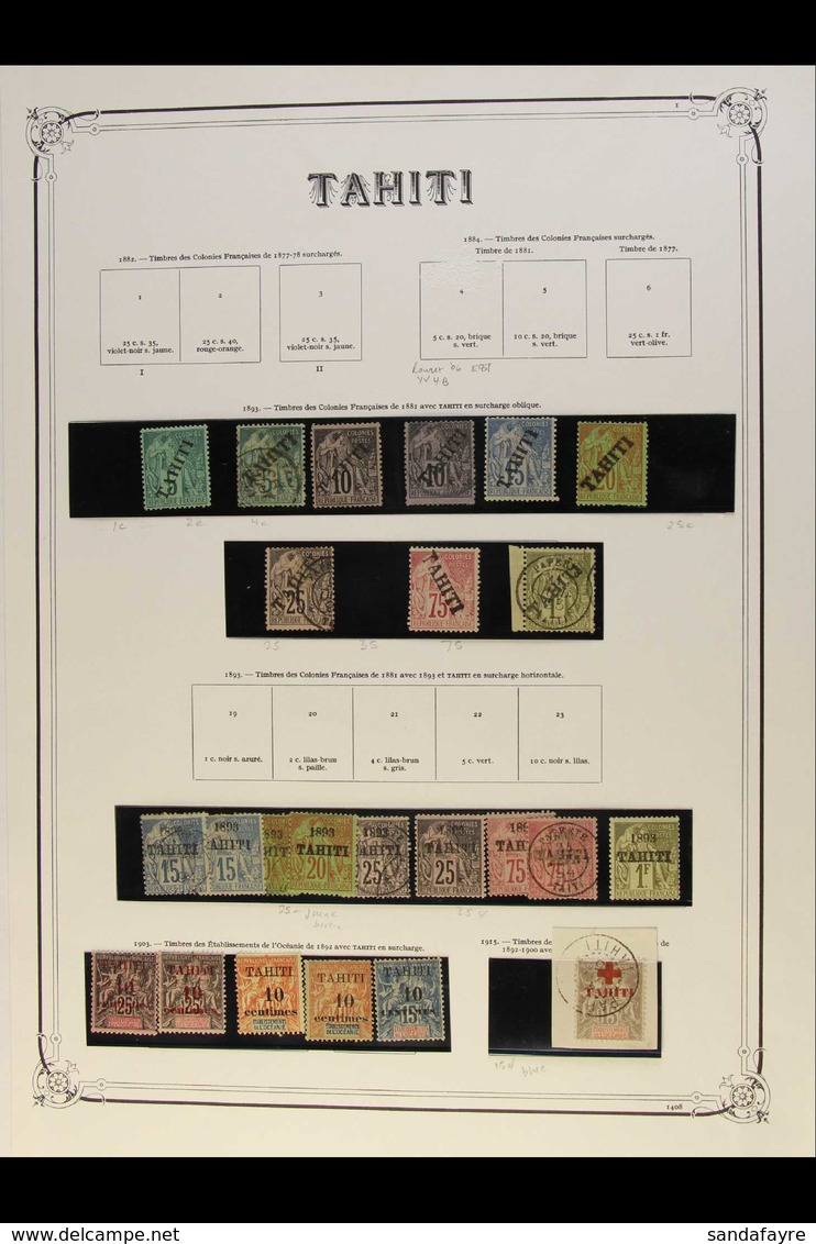 TAHITI  1893 - 1915 Mint And Used Selection Including 1893 Diagonal Overprints 5c Green Mint And Used, 10c Black On Lila - Sonstige & Ohne Zuordnung