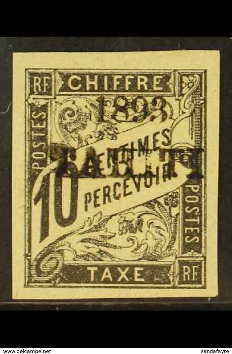 TAHITI  POSTAGE DUES 1893 10c Black, Horizontal Overprint, Yvert 19, Very Fine Mint. Signed Calves. For More Images, Ple - Sonstige & Ohne Zuordnung