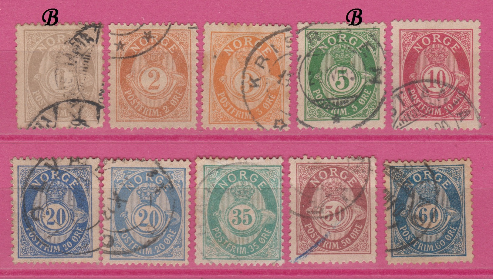 Norvège - 1894-98 - Obl. - Y&T  46a-47-48-49-50-52-55-56-57- - Gebraucht