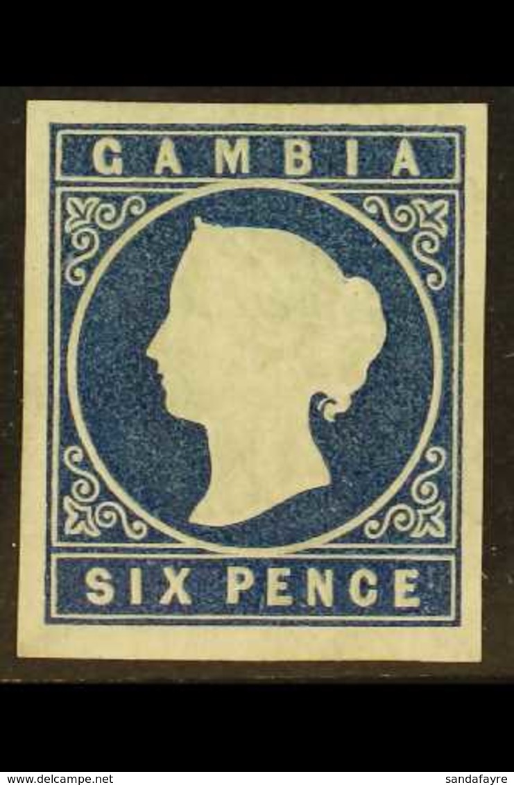 1874  6d Blue Wmk Crown CC, SG 8, Mint Lightly Hinged With 4 Large Margins. A Beauty. For More Images, Please Visit Http - Gambia (...-1964)