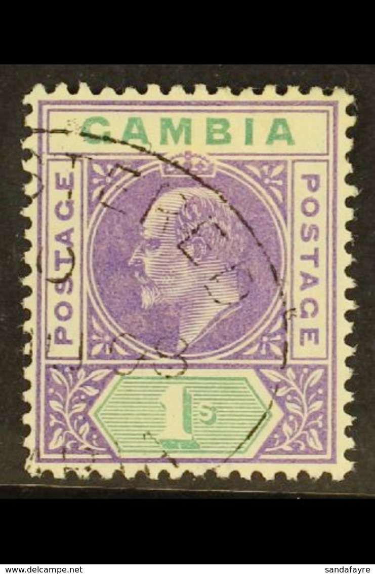 1904-06  1s Violet & Green, SG 67, Superb Used, Very Fresh. For More Images, Please Visit Http://www.sandafayre.com/item - Gambia (...-1964)