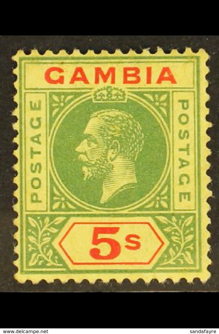 1912-22  5s Green & Red On Pale Yellow, SG 102, Very Fine Mint, Fresh. For More Images, Please Visit Http://www.sandafay - Gambia (...-1964)