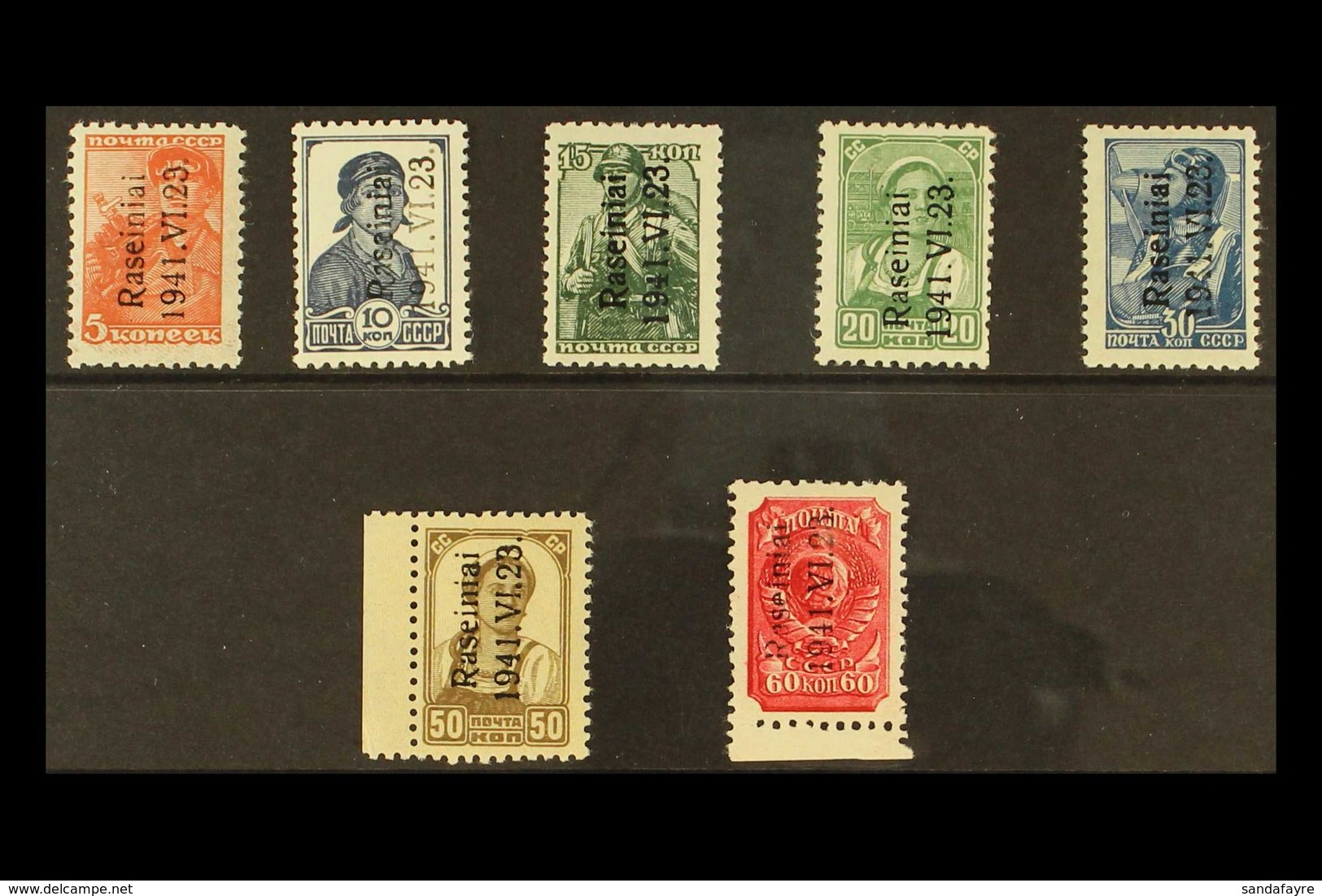 LITHUANIA  Rossingen Overprint Set Type I, Mi 1/7I, Very Fine NHM. (7 Stamps) For More Images, Please Visit Http://www.s - Sonstige & Ohne Zuordnung