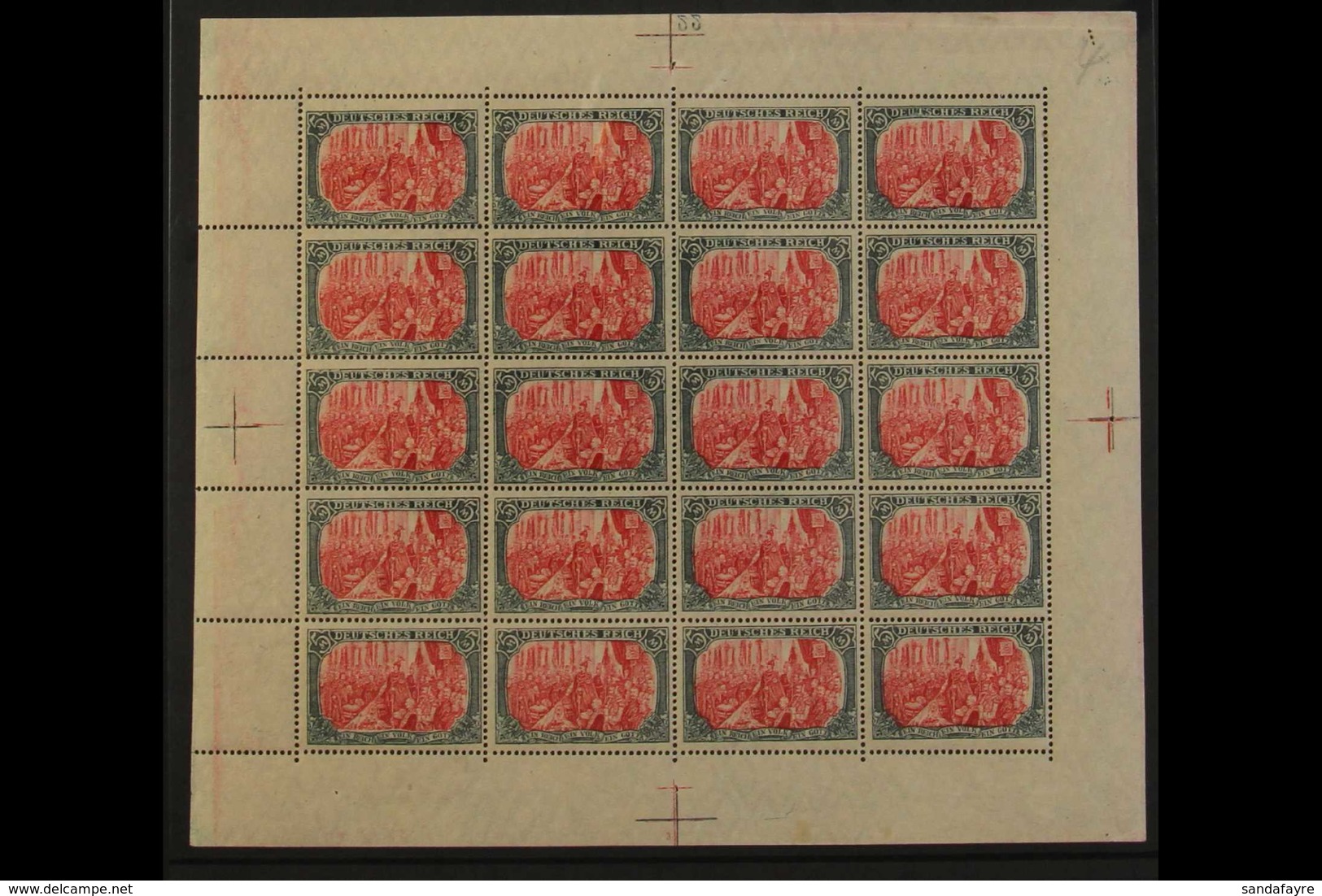 1915-19  5m Carmine & Black War Printings 25x17 Perforation Holes (Michel 97 B II, SG 96B), Never Hinged Mint COMPLETE S - Sonstige & Ohne Zuordnung