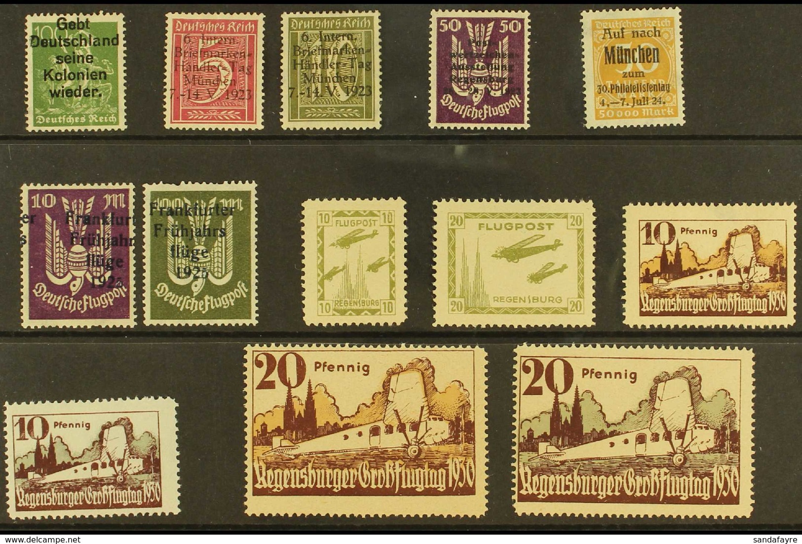 LOCAL PRIVATE OVERPRINTS & AIRMAIL STAMPS.  1923-1930 Mint Group On A Stock Card, Incl 1920's Colonies Propaganda Opt, 1 - Sonstige & Ohne Zuordnung