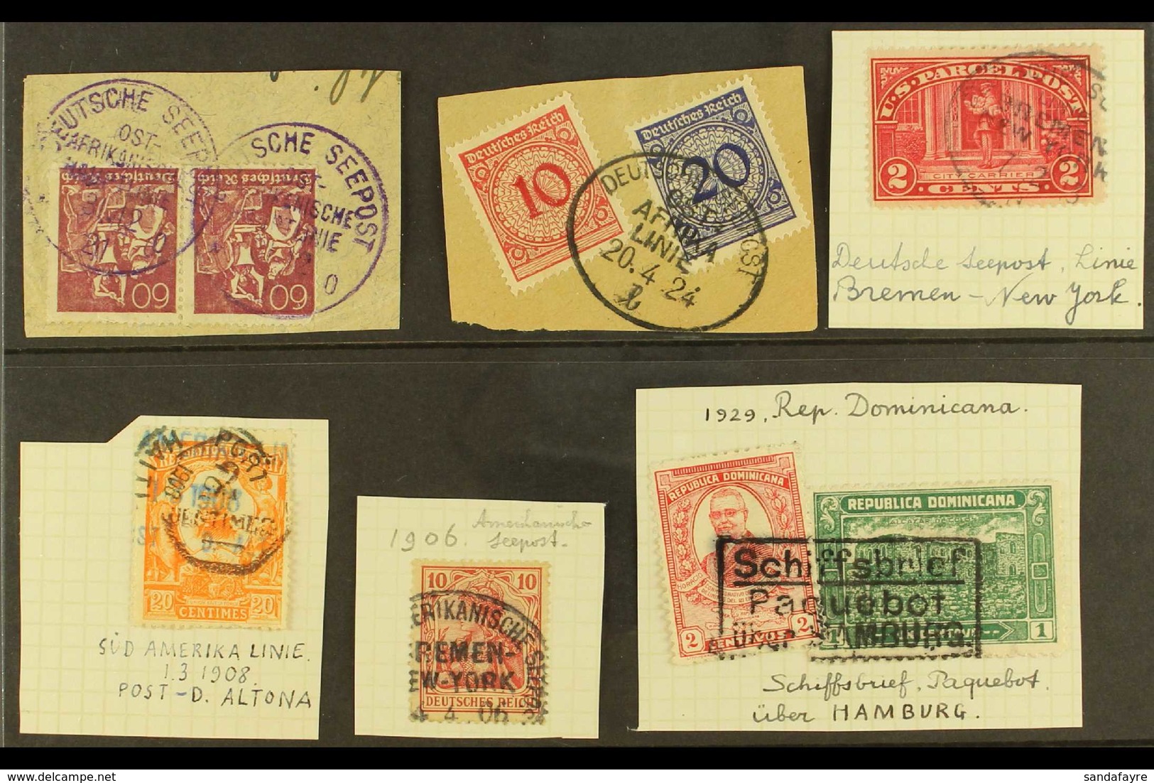 MAILBOAT CANCELS  189t-1929 Interesting Group Of Used Stamps With Various Seepost, Paquebot & Ship Cancels, Some On Piec - Sonstige & Ohne Zuordnung