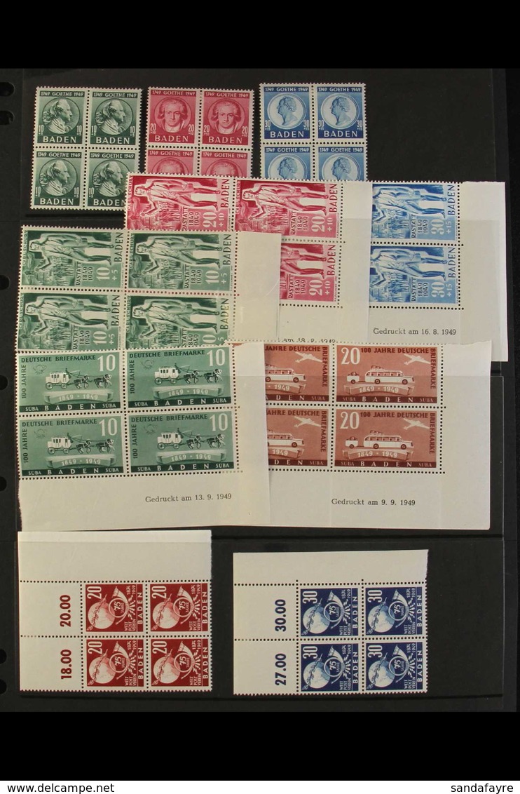 FRENCH ZONE  1948-1949 Superb Mint & Never Hinged Mint Collection Of All Different BLOCKS Of 4 Presented On Stock Pages, - Sonstige & Ohne Zuordnung