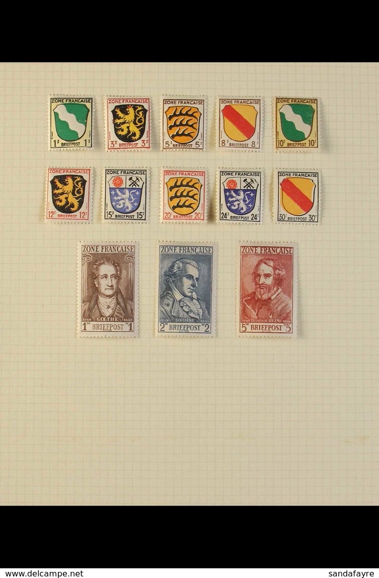 FRENCH ZONE  1945-1949 SUPERB MINT COLLECTION On Leaves, All Different, Includes General Issues, BADEN 1948 & 1948-49 Se - Sonstige & Ohne Zuordnung