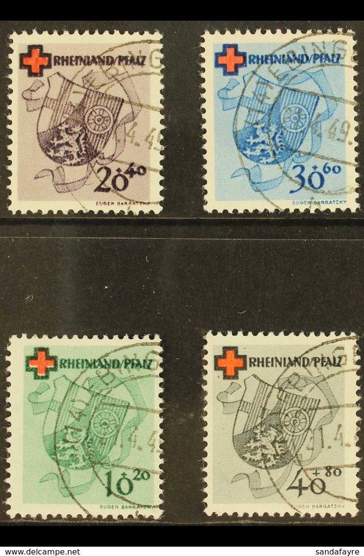 FRENCH ZONE  RHEINLAND-PFALZ 1949 Red Cross Complete Set (Michel 42/45, SG FR42/45), Superb Cds Used With Matching "Ebin - Sonstige & Ohne Zuordnung