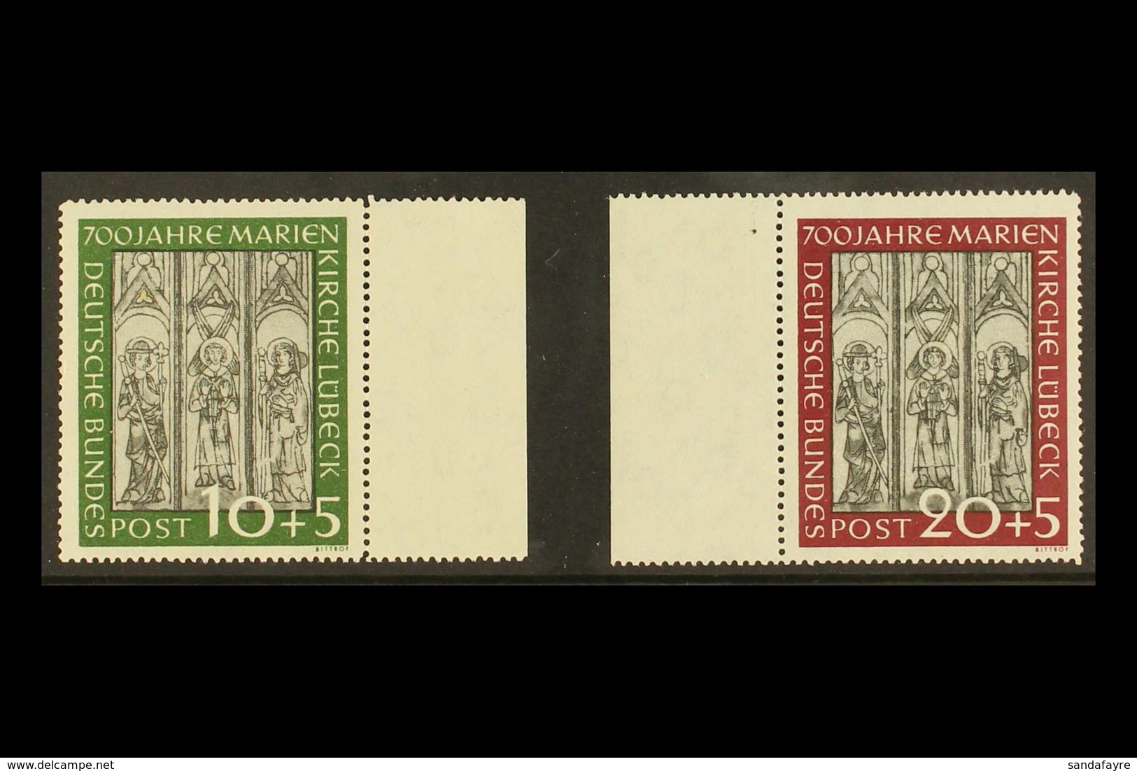 1951  St. Mary's Church Complete Set (SG 1065/66, Michel 139/40), Never Hinged Mint Marginal Examples, Fresh. (2 Stamps) - Sonstige & Ohne Zuordnung