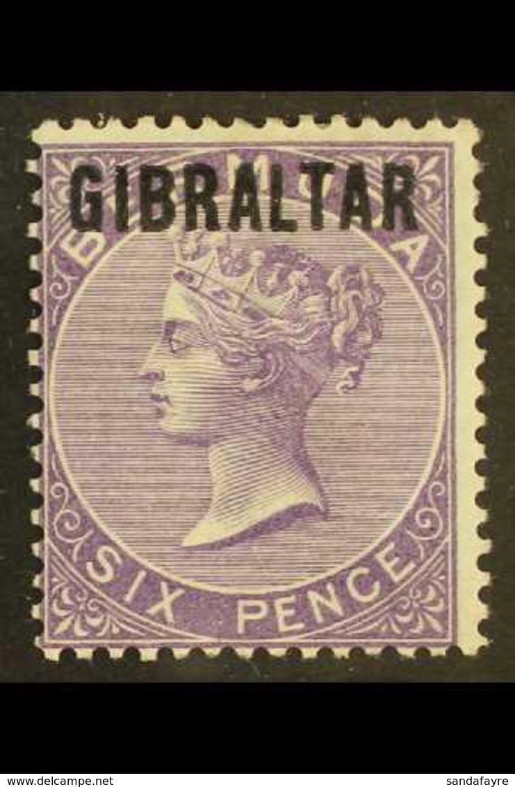 1886  6d Deep Lilac Overprinted, SG 6, Mint With Large Part Gum. For More Images, Please Visit Http://www.sandafayre.com - Gibraltar