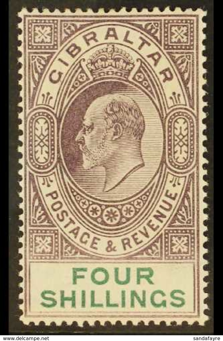 1904-08  4s Deep Purple And Green, Wmk Mult Crown CA, SG 63, Very Fine Mint. For More Images, Please Visit Http://www.sa - Gibraltar