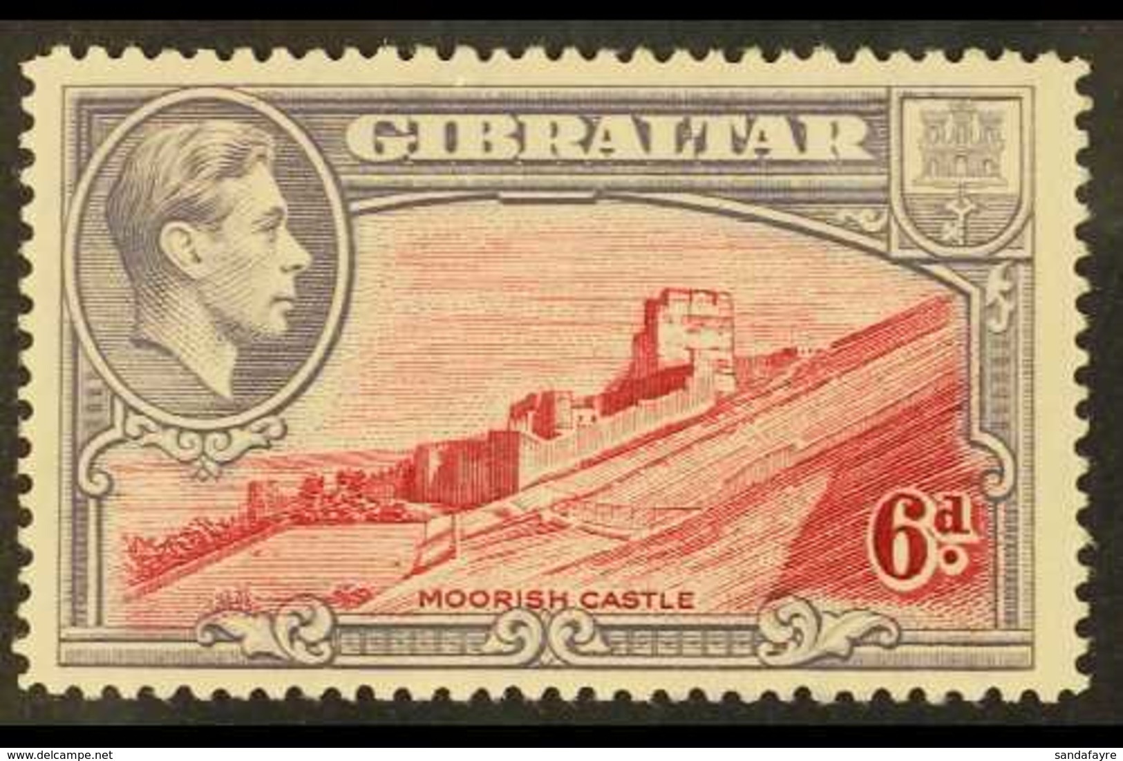 1938-51  6d Carmine And Grey-violet, Perf 14, SG 126a, Very Fine Mint, Only Lightly Hinged. For More Images, Please Visi - Gibraltar