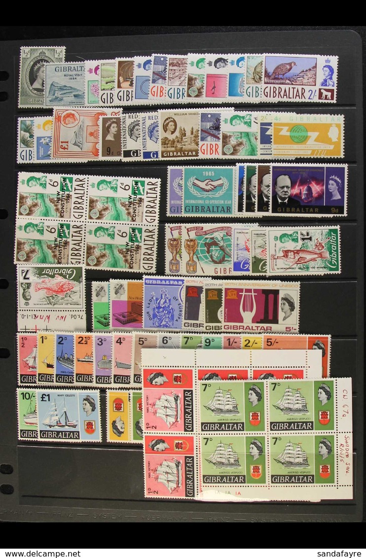 1953-70 NEVER HINGED MINT COLLECTION  Incl. All Omnibus Sets, 1960-62 Definitive Set, 1964 New Constitution 6d Block Of  - Gibraltar