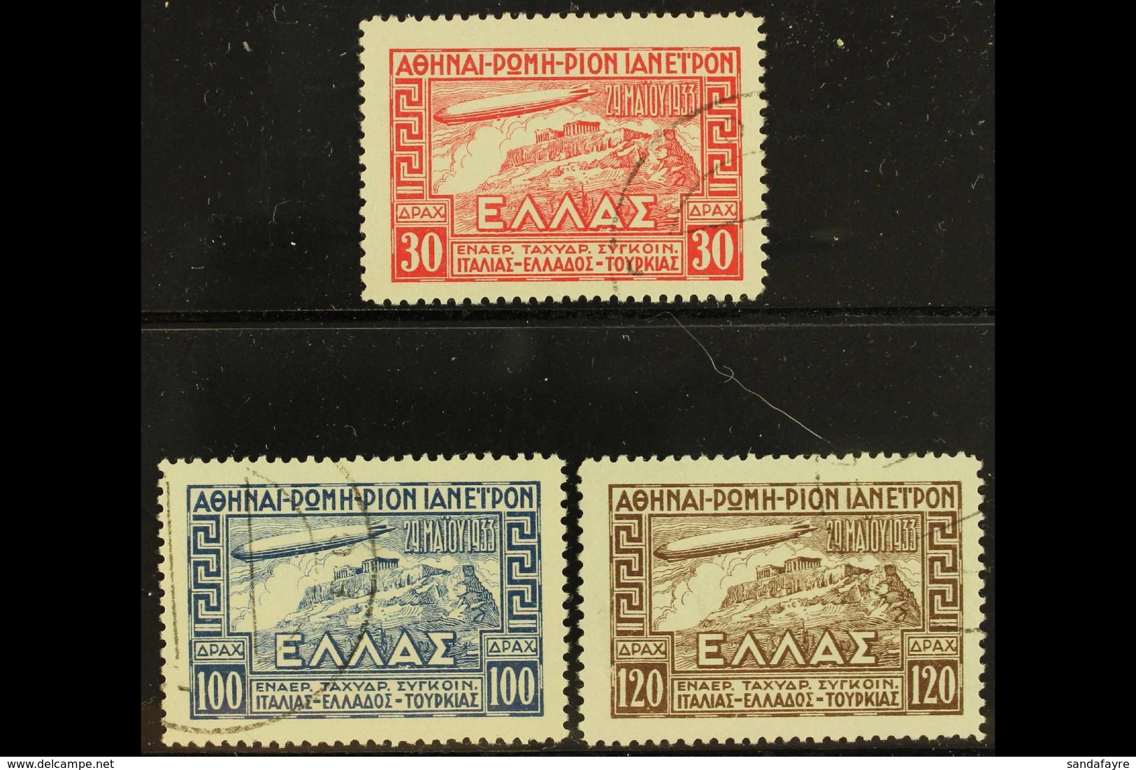 1933  Air Graf Zeppelin Complete Set (Michel 352/54, SG 458/460), Fine Cds Used, Very Fresh. (3 Stamps) For More Images, - Sonstige & Ohne Zuordnung